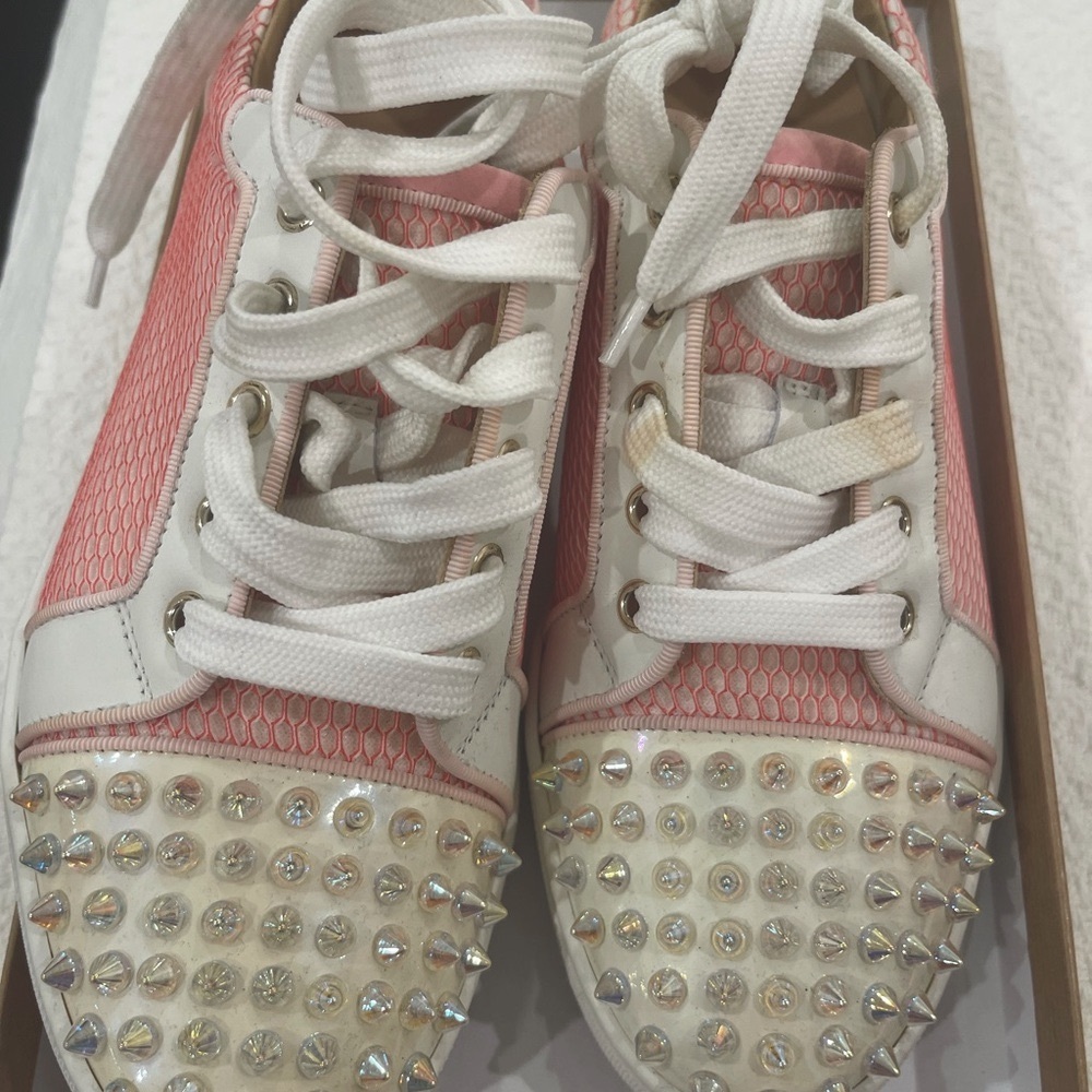 Christian Louboutin gondolita flat women’s tennis shoes pink spike